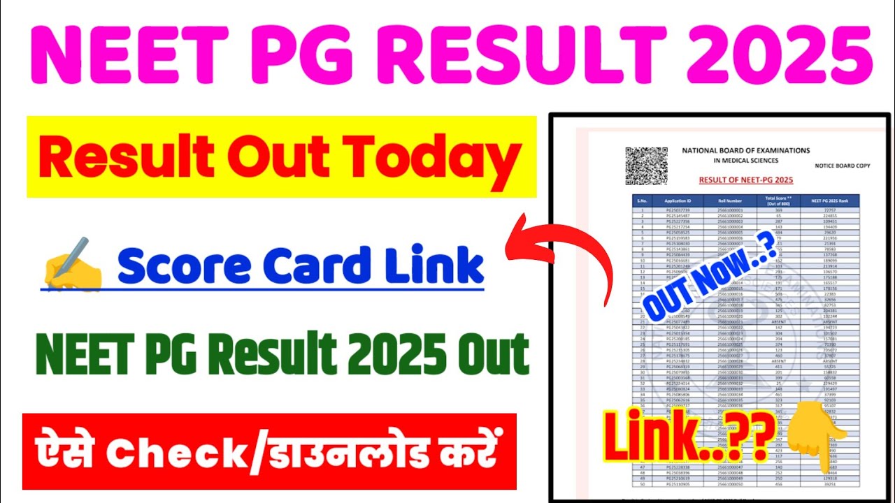 NEET PG Result 2025 🔴 NEET PG Result 2025 Kaise Dekhe ? How To Check NEET PG Score Card 2025 