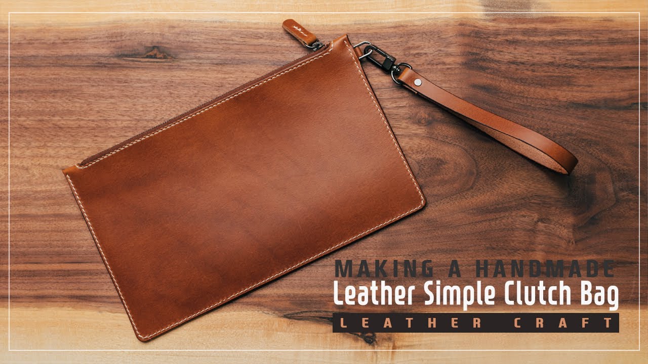 14. Leather Simple Clutch Bag / 가죽 클러치백 / Leather craft PDF / 가죽공예 패턴 / ASMR