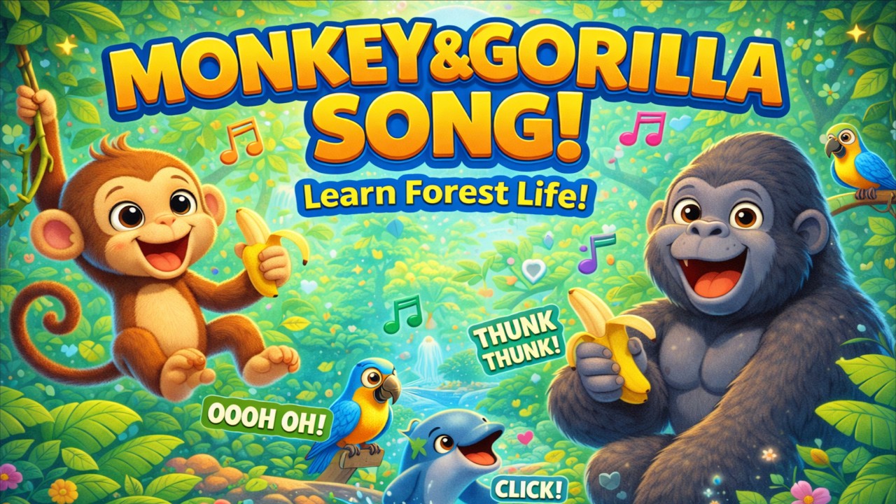 Monkey & Gorilla, Forest Friends! | Monkey & Gorilla Song 🐒🦍 Learn About Forest Animals for Kids |