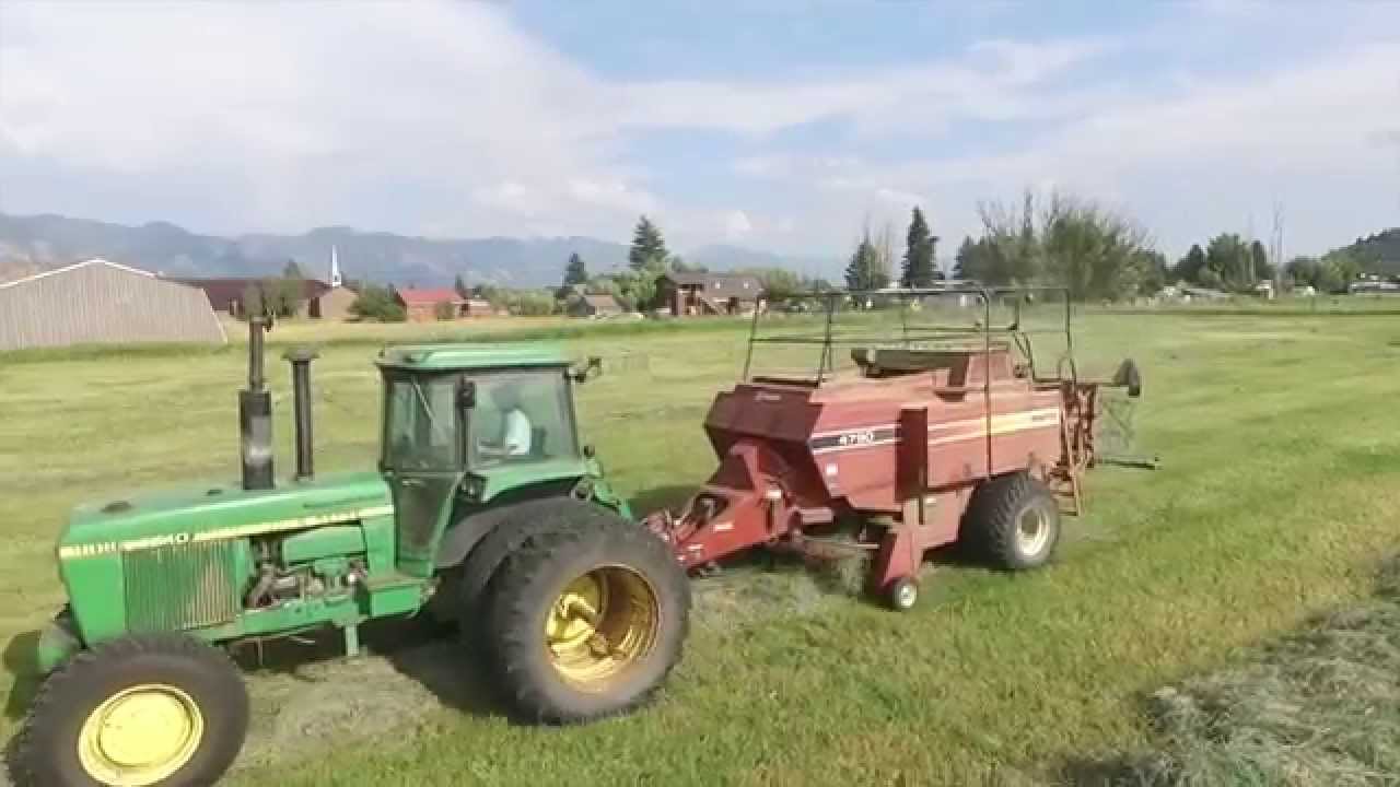 Baling Hay John Deere 4640 and Hesston 4790 DJI Phantom