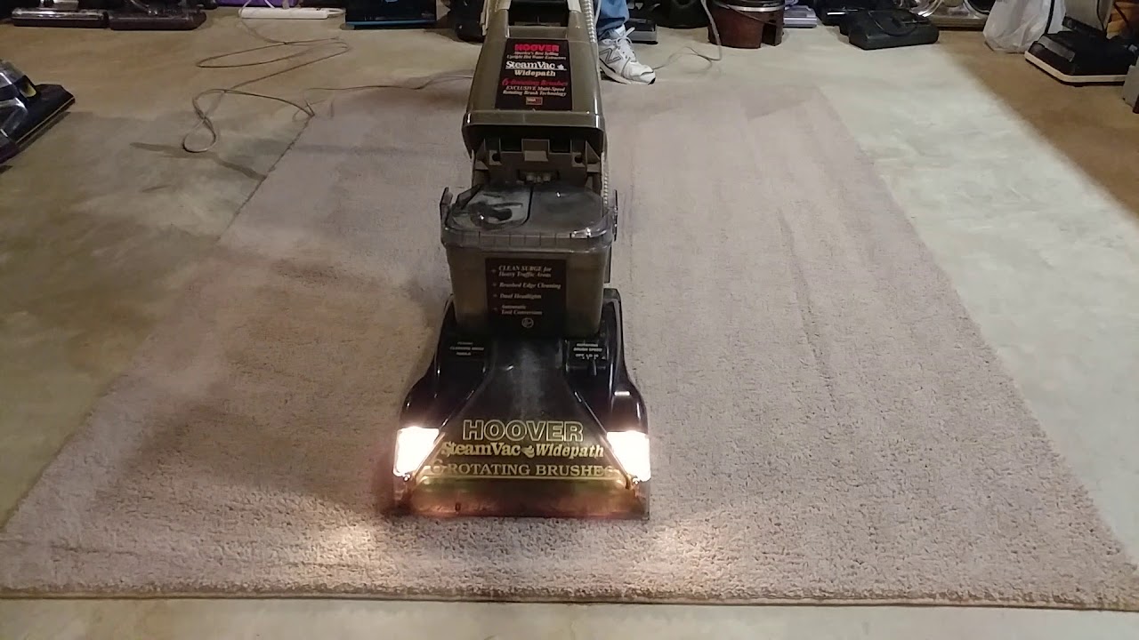 Hoover SteamVac Widepath Cleaning a Stain on the Test Carpet
