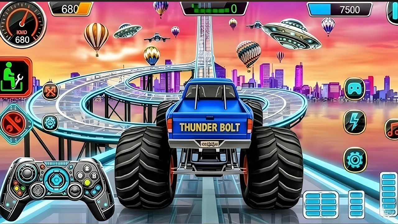 🔥Monster Truck Mega Ramp Extreme Racing Mega Ramp Extreme stunt🚀 #monstertruck #games #gameplay