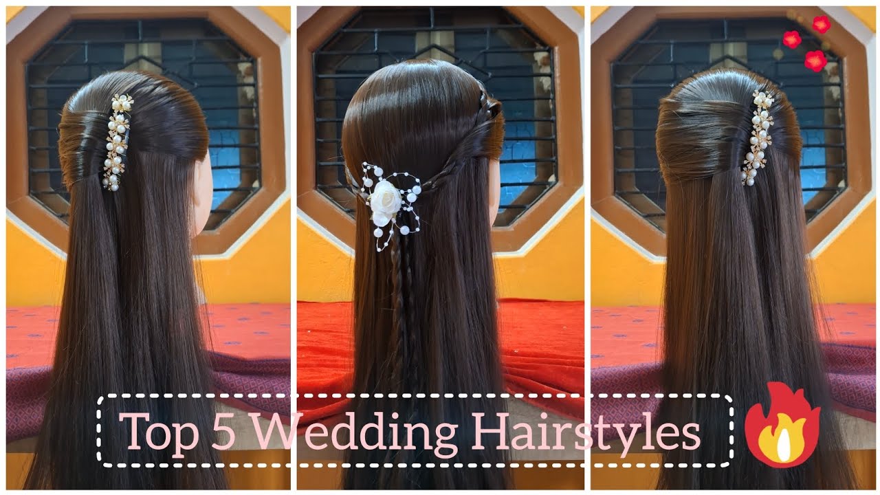 5 Easy Wedding Hairstyles With Saree 😱 Open Hair Wedding Hairstyles For Long Hair