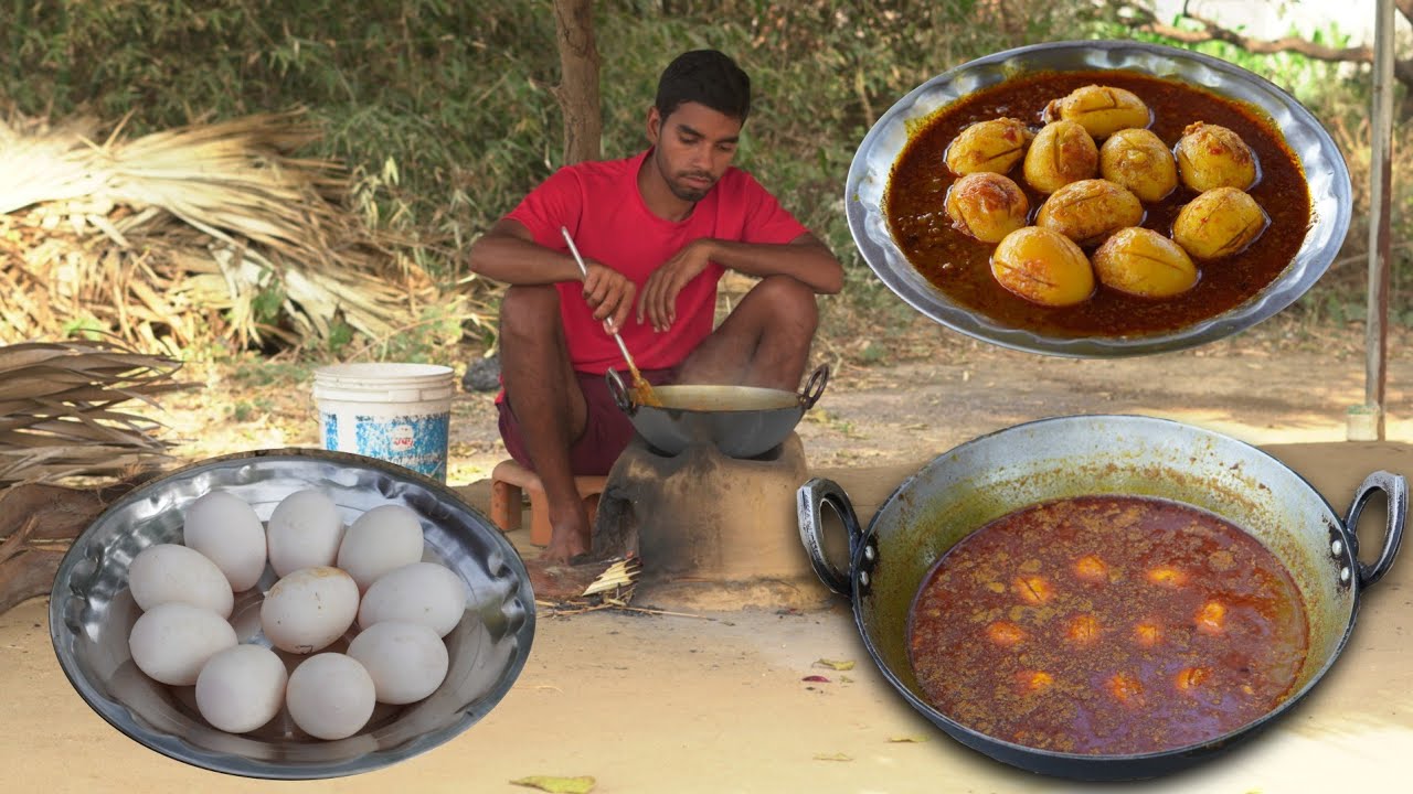 Village Traditional Food Duck curry Cooking & Eating/बत्तख का अंडा रेसिपी बनाने का सिंपल तरीका