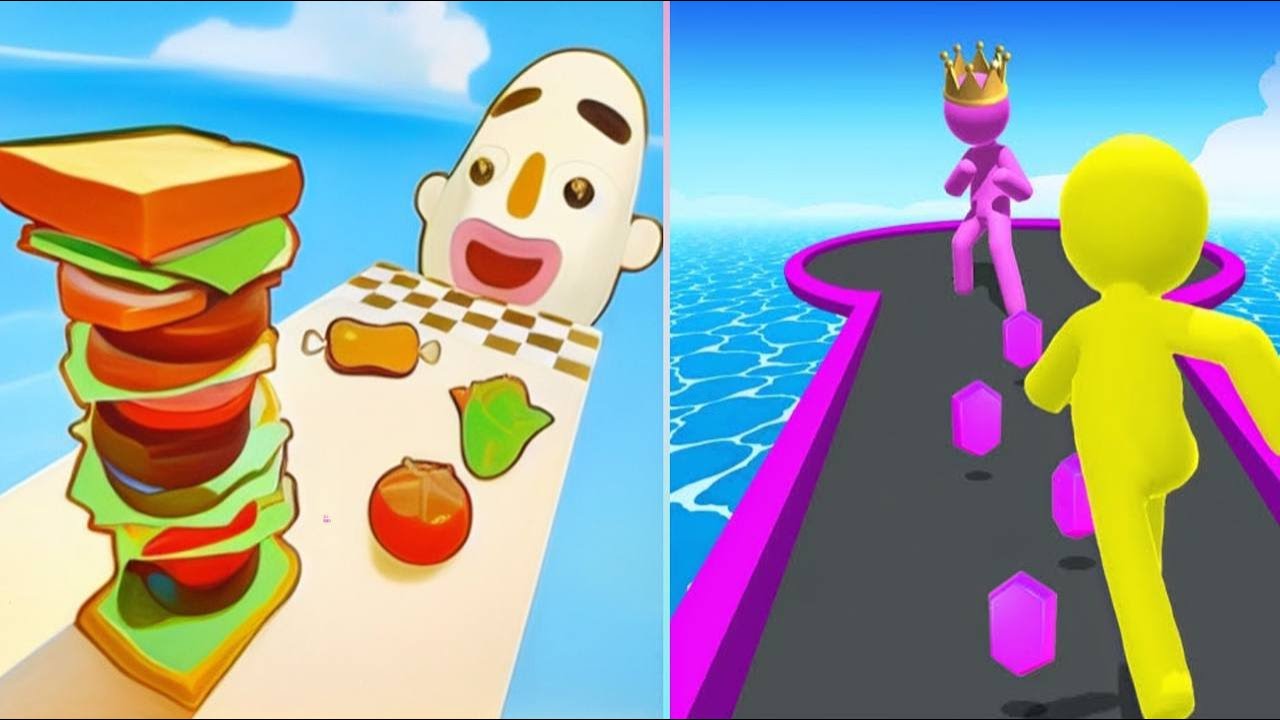 All satisfying and relaxing mobile games: ball run 2048 infinity, giant rush, sandwich runner 454566