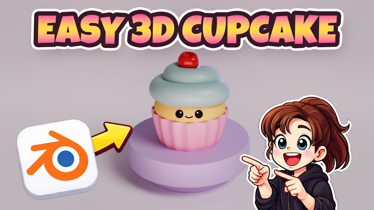 Making 3D Cupcake Character from Scratch in Blender 5 #blender3d #creativeblender  #blendertutorial
