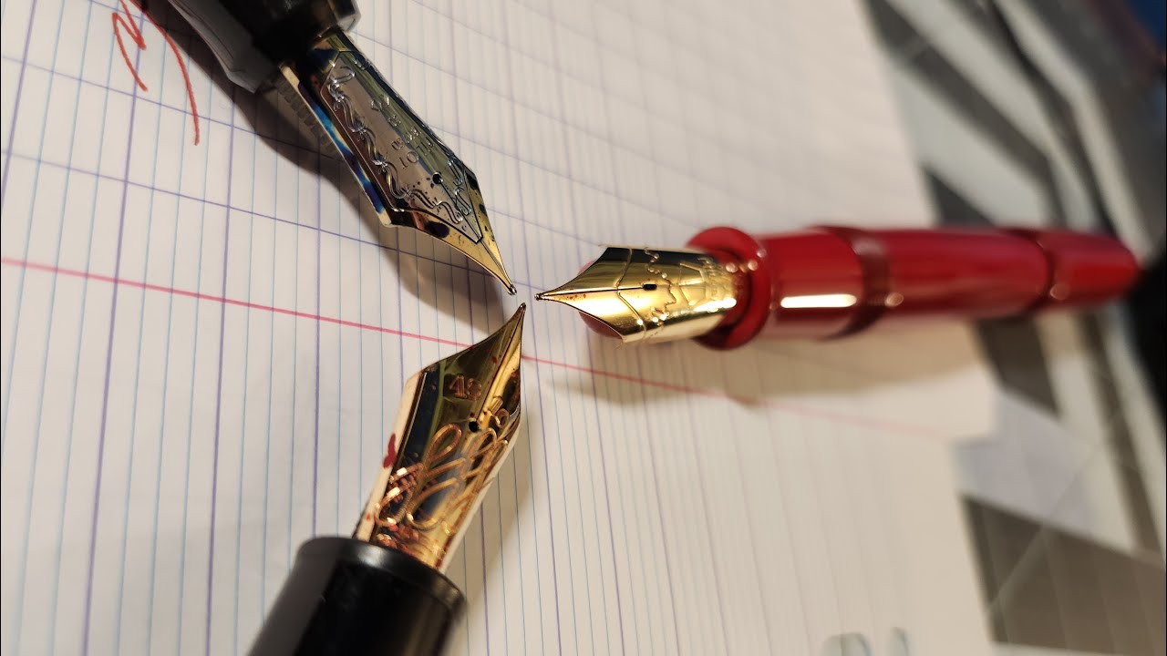 Namiki Emperor  vs. Pilot Custom Urushi vs. Montblanc 149 Flex. A different angle.