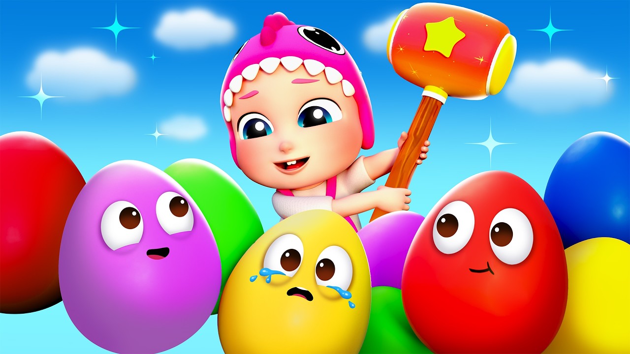 هيا نكسر البيض! 🔨🌈 تعلم الألوان والأرقام 1-5 مع الحيوانات المضحكة 🐸🐵