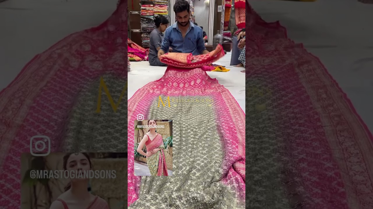 PURE KHADDI GEORGETTE BANARASI BANDHANI SAREE - Alia Bhatt style