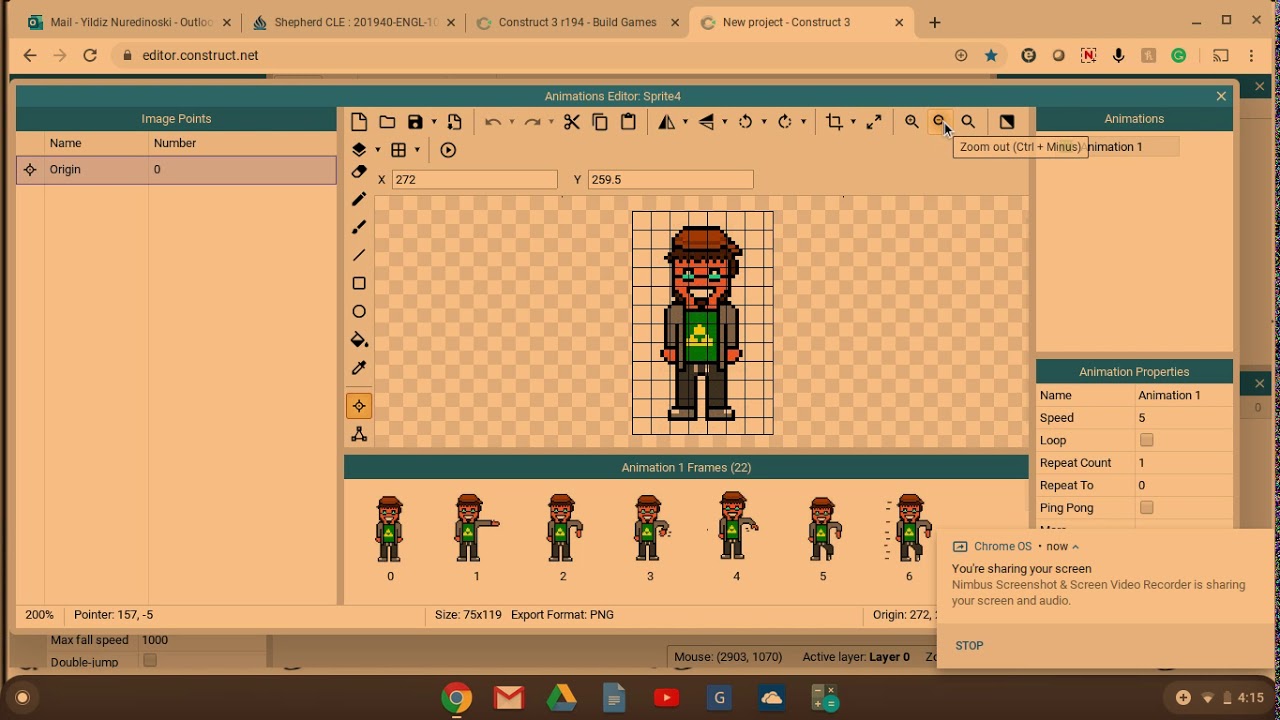 The importance of origin points for animations in Construct 3