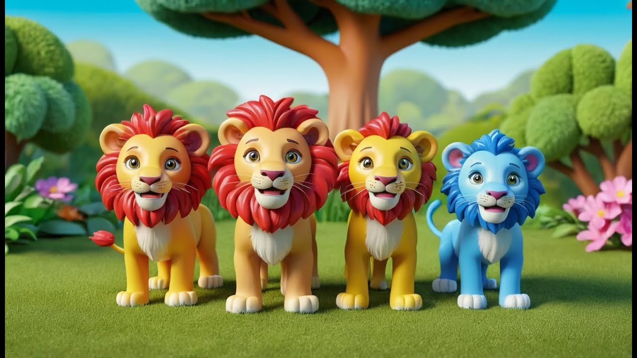 Four Little Toy Lions Roar Roar Roar | Fun Animal Sounds & Counting Song