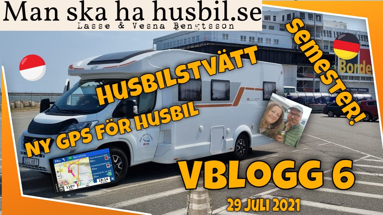 Vblogg 6 - Lasse Bengtsson har semester;  Tvättar bil, visar Husbilsnavigator och pratar resor.