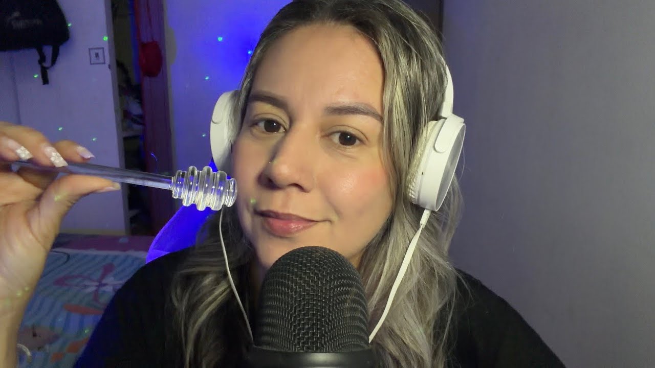 ASMR con paleta de vidrio y miel 🍯 #mouthsounds 