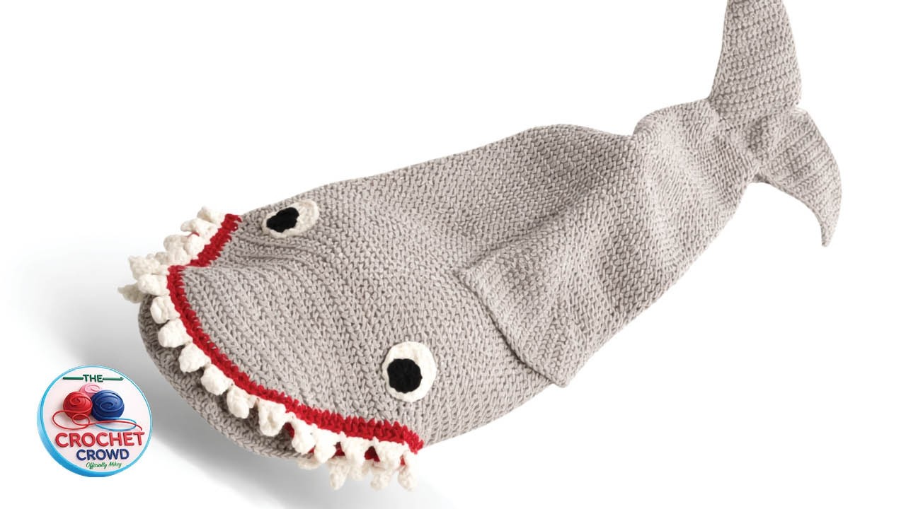 Easy Crochet Shark Snuggle Sack Blanket