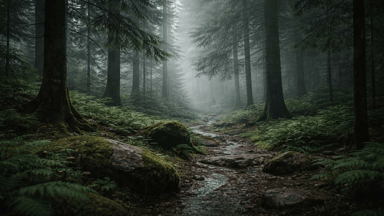 8 Hours of Gentle Thunderstorm in a Dark Forest for Sleep