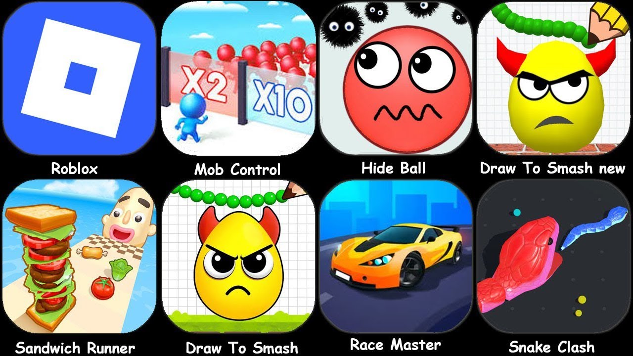 Hide Ball,Draw To Smash,Sandwich Runner,Mob Control,Race Master,Roblox,Race Master.....