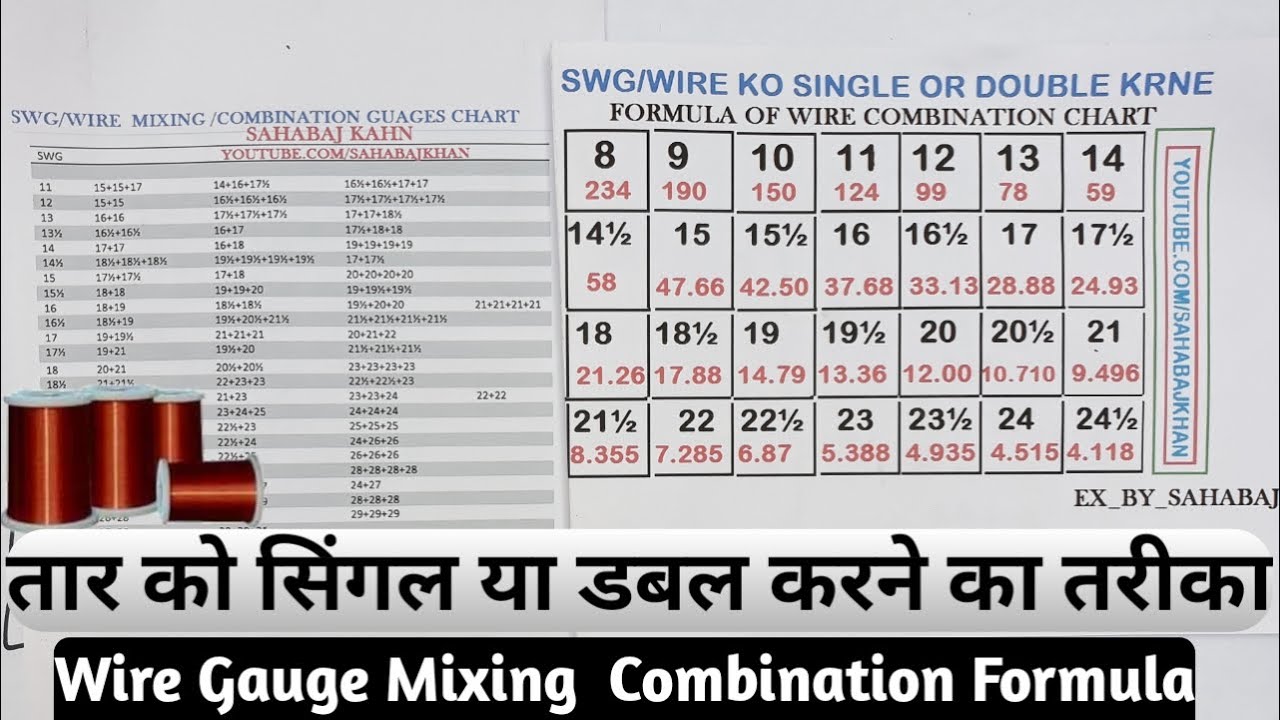तार को सिंगल या डबल करने का तरीका _SWG Wire Gauge Mixing Combination Formula