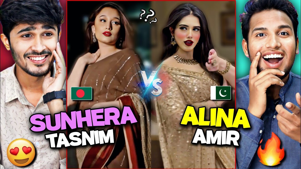 Sunhera Tasnim Vs Alina Amir Instagram Reels Reaction ❤️🔥 | BD Vs Pak | Saree Girls | V2funreacts
