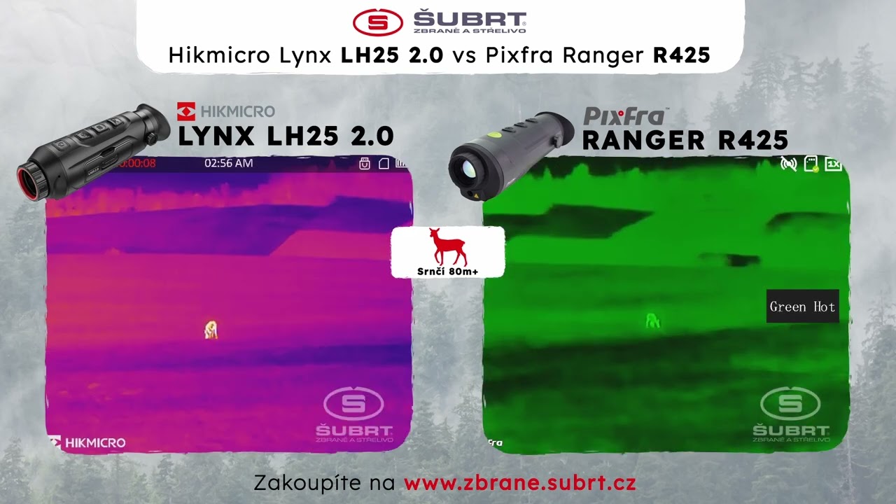 Hikmicro Lynx LH25 2.0 vs Pixfra Ranger R425 - Srnčí 80m, 150m, 300m | Zbraně Šubrt | FullHD