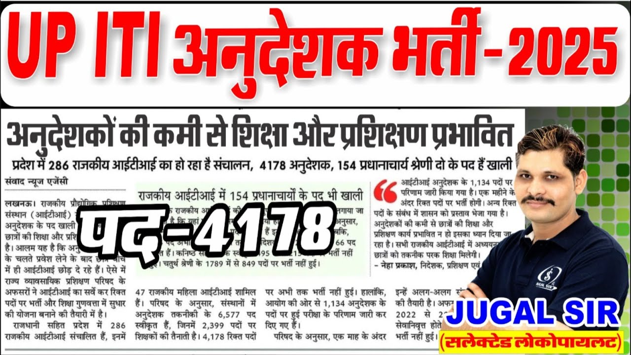 UPSSSC ITI INSTRUCTOR VACANCY 2025 | उत्तर प्रदेश ITI अनुदेशक | UP ITI INSTRUCTOR NEW VACANCY 2025
