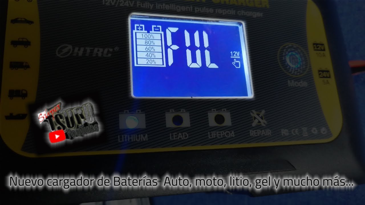 Cargador multipropósito para baterías de auto, moto, gel, litio y mucho más