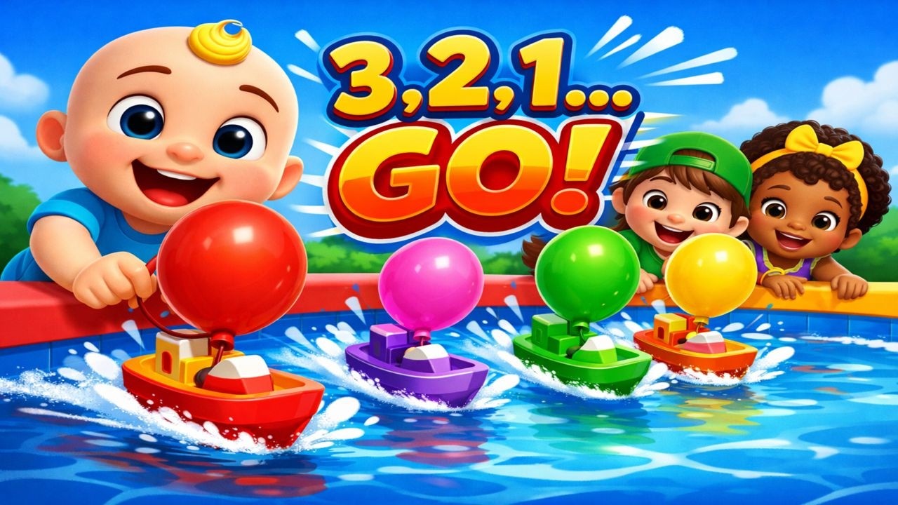 Balloon Boat Race Challenge 🎈 3, 2, 1, GO! | CoComelon Nursery Rhymes & Kids Songs