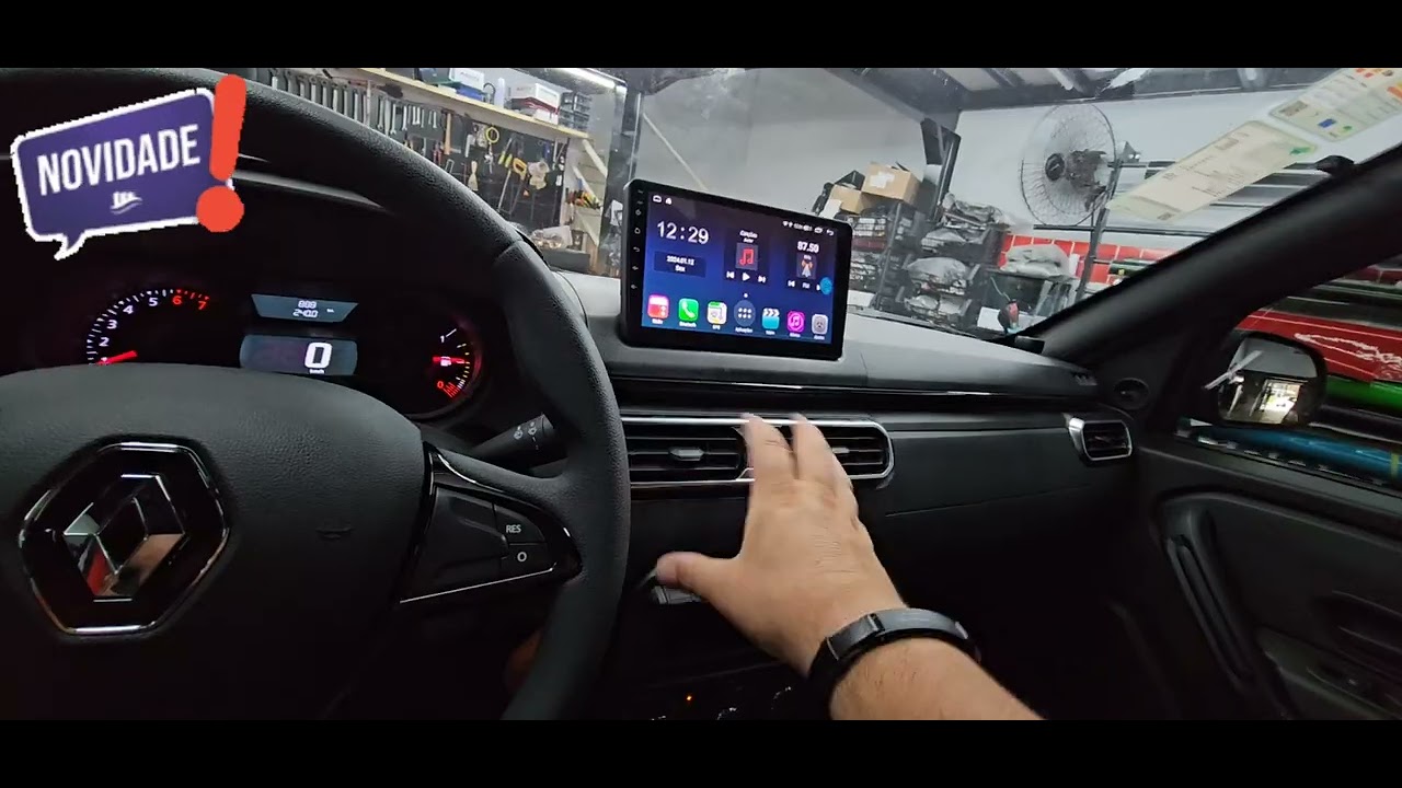 Renault Duster Oroch 2024 Central Multim&iacute;dia Aikon Pr&oacute;ton 4G, Carplay + Alarme Original + InsulFilm