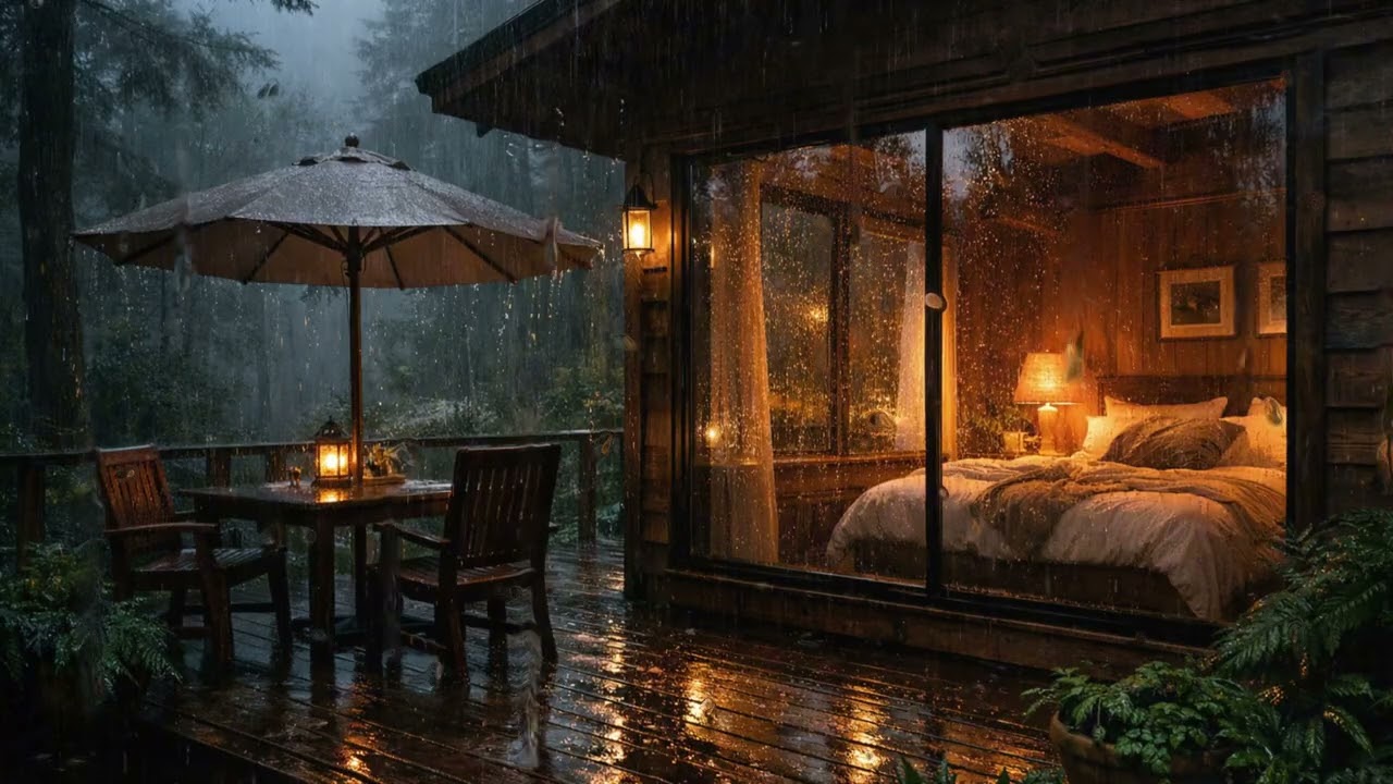 居心地の良いテラスと家と雨の音で深い眠りに落ちる［1時間］ │ 睡眠用bgm・疲労回復・リラック