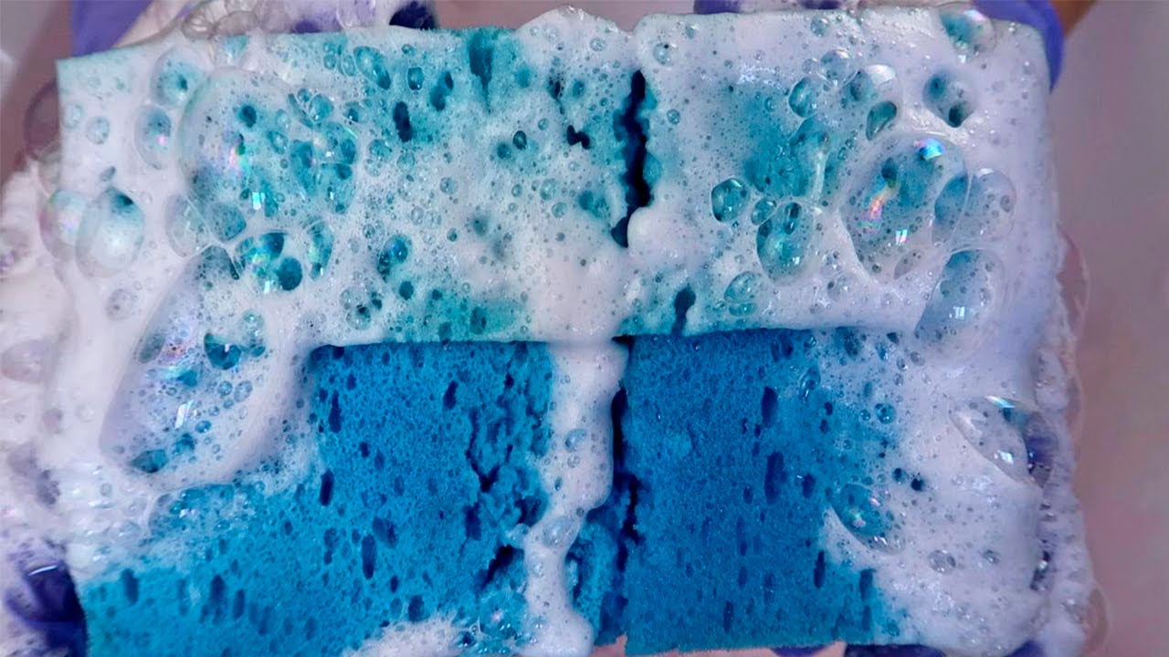 ASMR Pink Laundry Detergent | Oddly Satisfying ASMR Sponge Squeezing