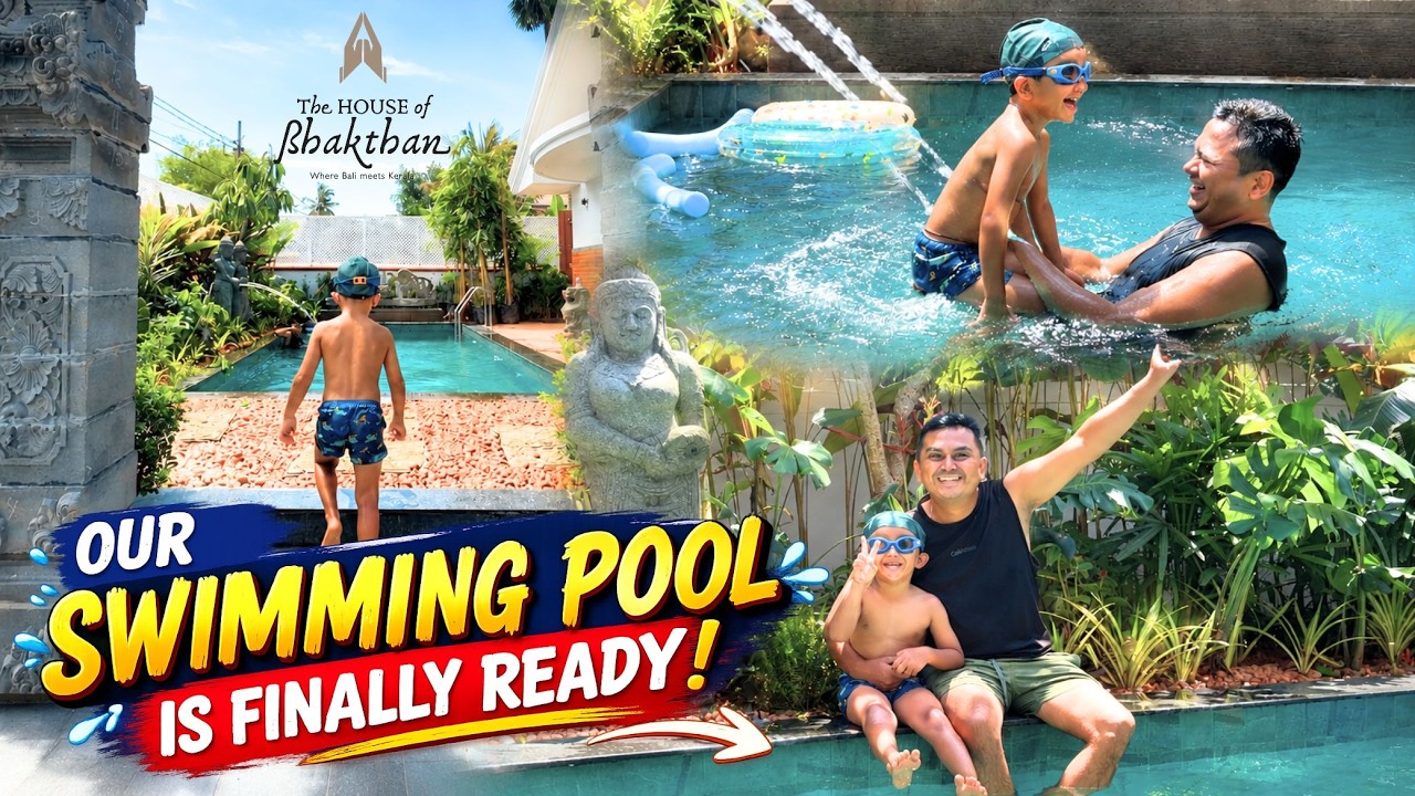 Our Swimming Pool is FINALLY READY! 🎉 First Dive with Rishi | House of Bhakthan