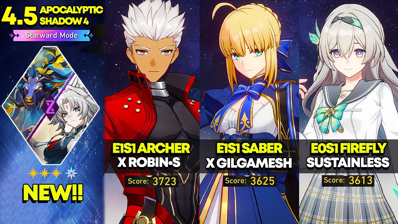 E1S1 Archer, E1S1 Saber, E0S1 Firefly | Apocalyptic Shadow 4.5: Starward Mode | HSR 4.5