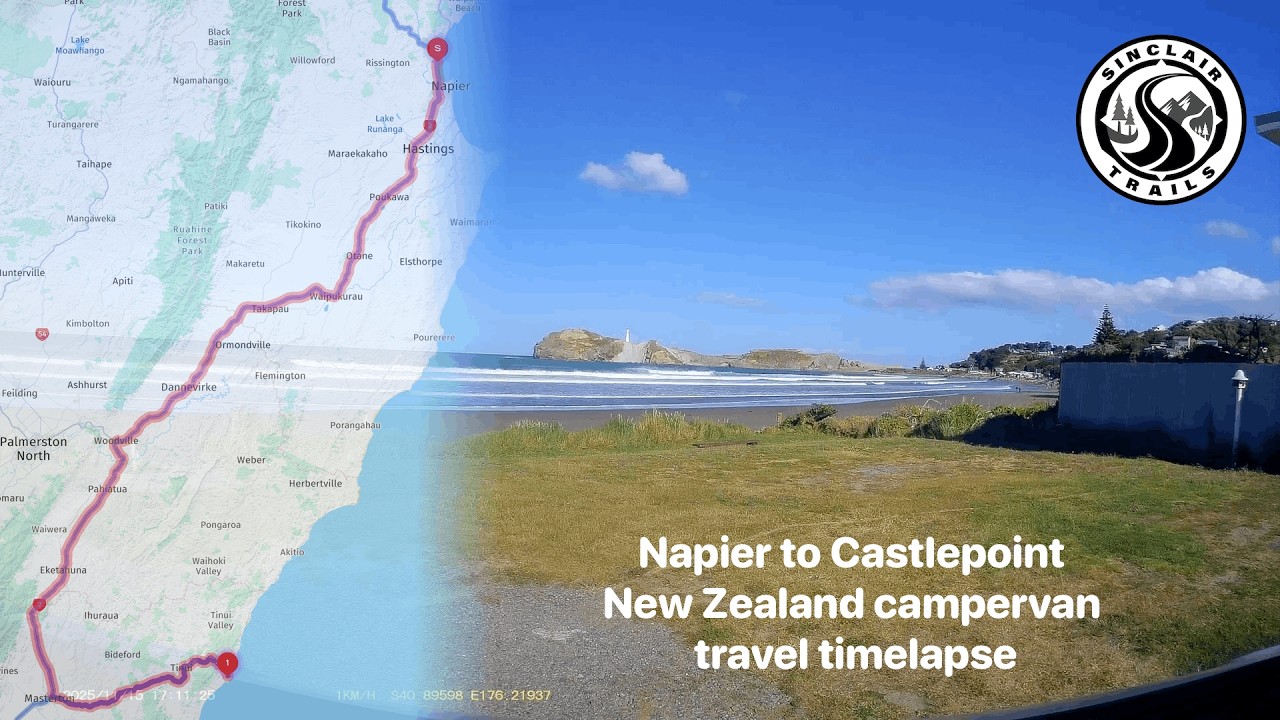 NZ: Napier to Castlepoint campervan travel timelapse