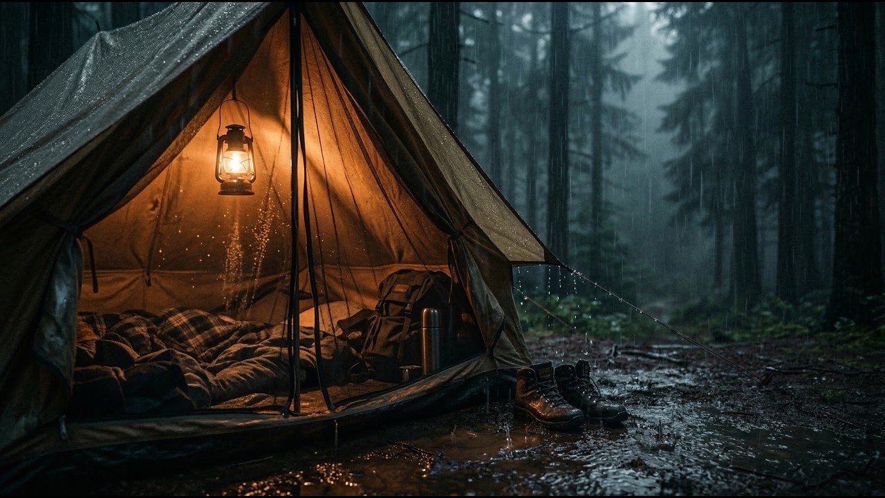 Cozy Rainy Night in Tent ⛺🌧️
