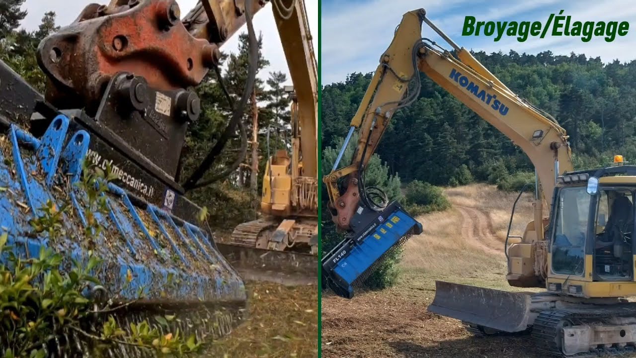 BROYAGE/ELAGAGE DES VEGETAUX ! Nouveau broyeur pour la pelle.