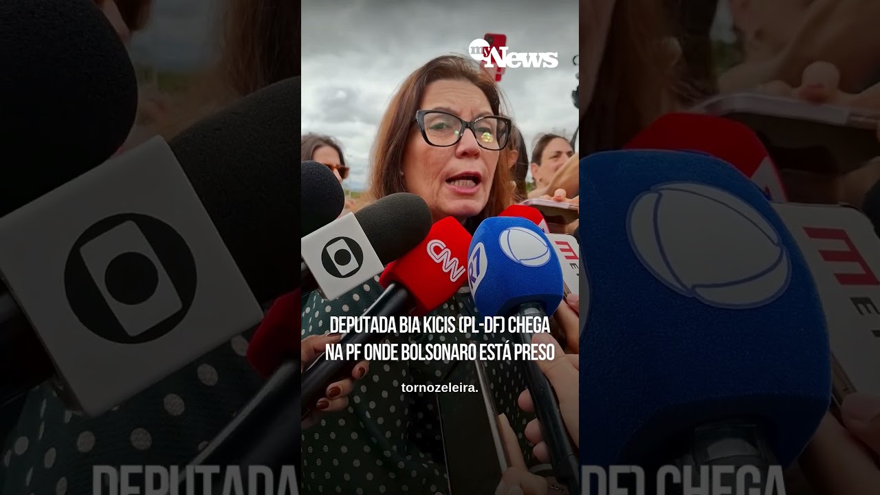 Deputada Bia Kicis (PL-DF) chega na PF onde Bolsonaro est&aacute; preso.  #mynews #crimeorganizado