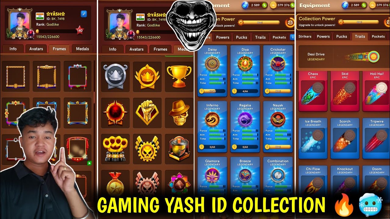 🔥Gaming Yash Id Collection 🥶 Carrom Pass Unboxing 🥳 B2f Gameplay 🔥 Carrom Pool Gaming Yash 🔥