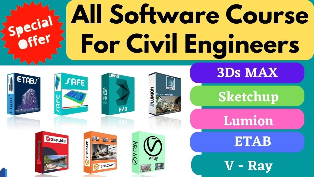 All Software Combo Course For Civil Engineers | 3Ds Max | SAFE | Lumion | Sketchup | Vray | ETAB