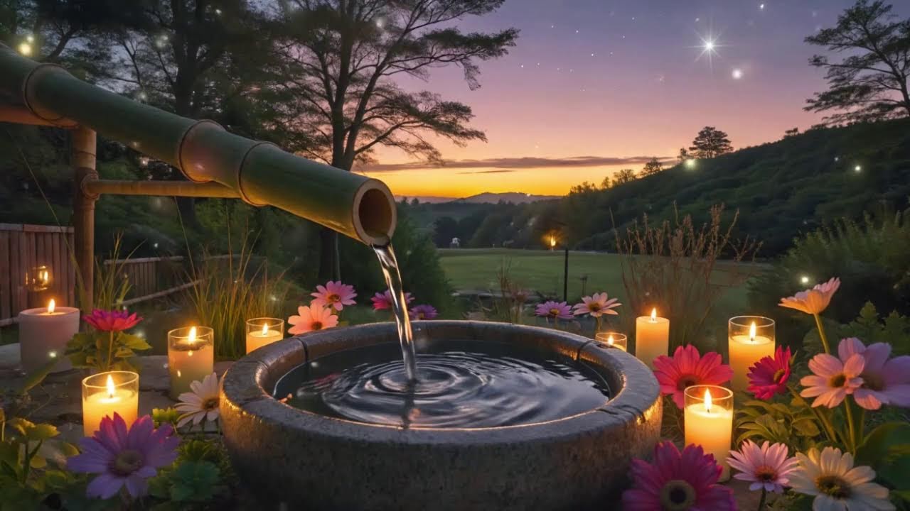 Peaceful Bamboo Water Sounds and Piano Music for Better Sleep