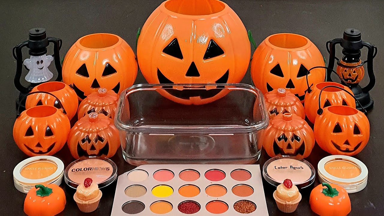 Halloween PUMPKIN Slime Mixing Random Into Slime! Satisfying Slime Video ASMR