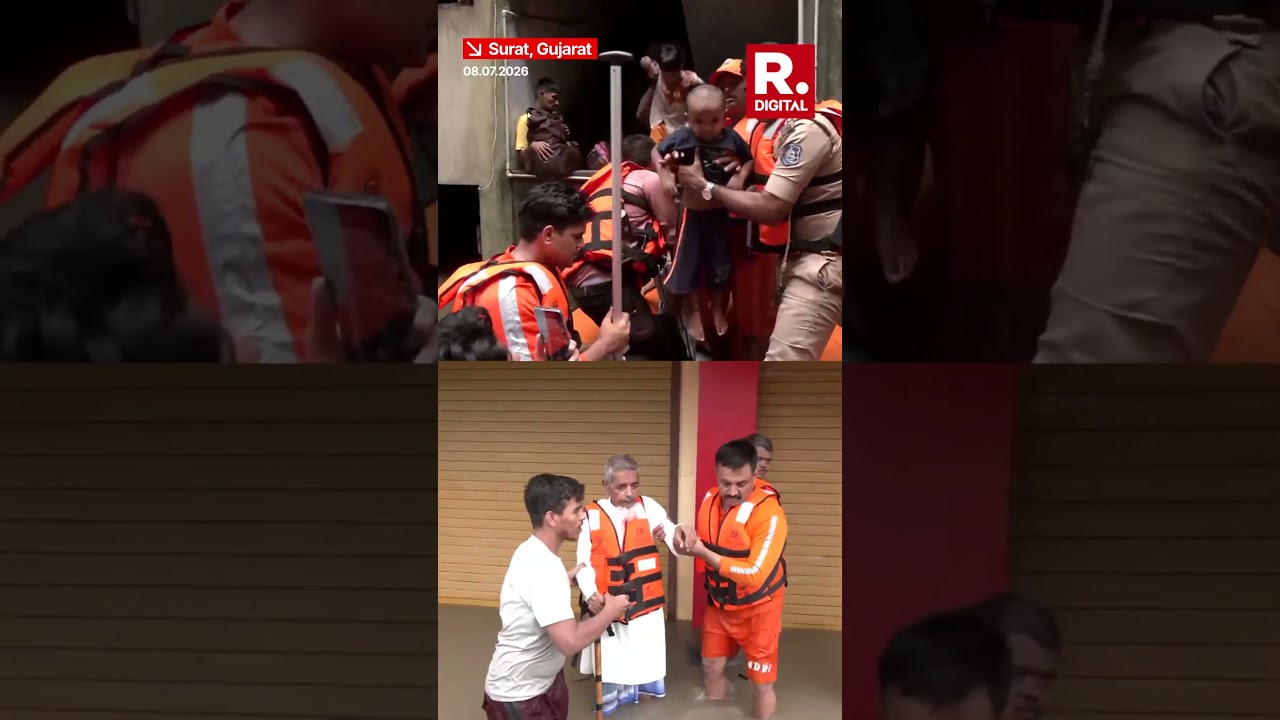 RECORD-BREAKING Rain Drowns Surat! NDRF Rescues Families as City Goes Under Water