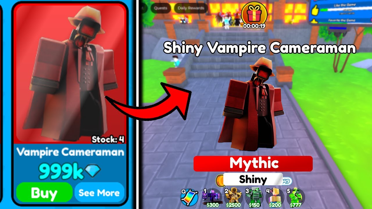 😱EZ GEMS!!🔥 I GOT SHINY VAMPIRE CAMERAMAN and SOLD FOR 999K💎GEMS | Toilet Tower Defense