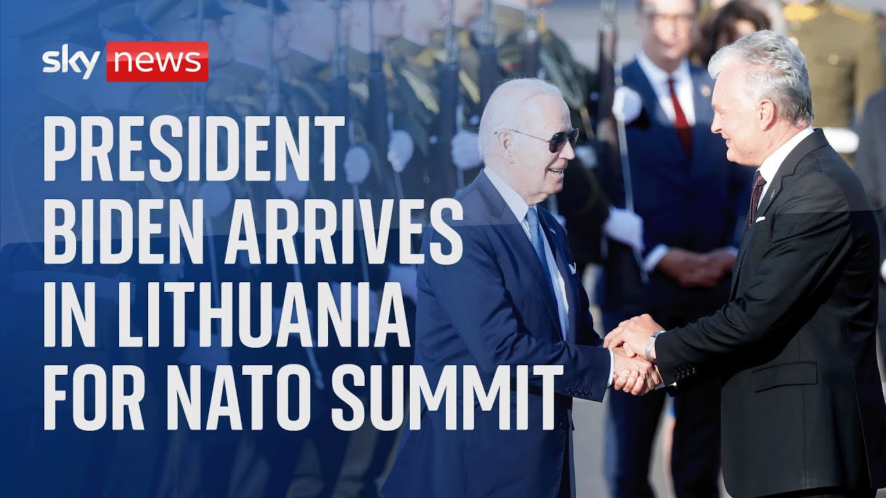 US President Joe Biden arrives at Vilnius airport for NATO summit