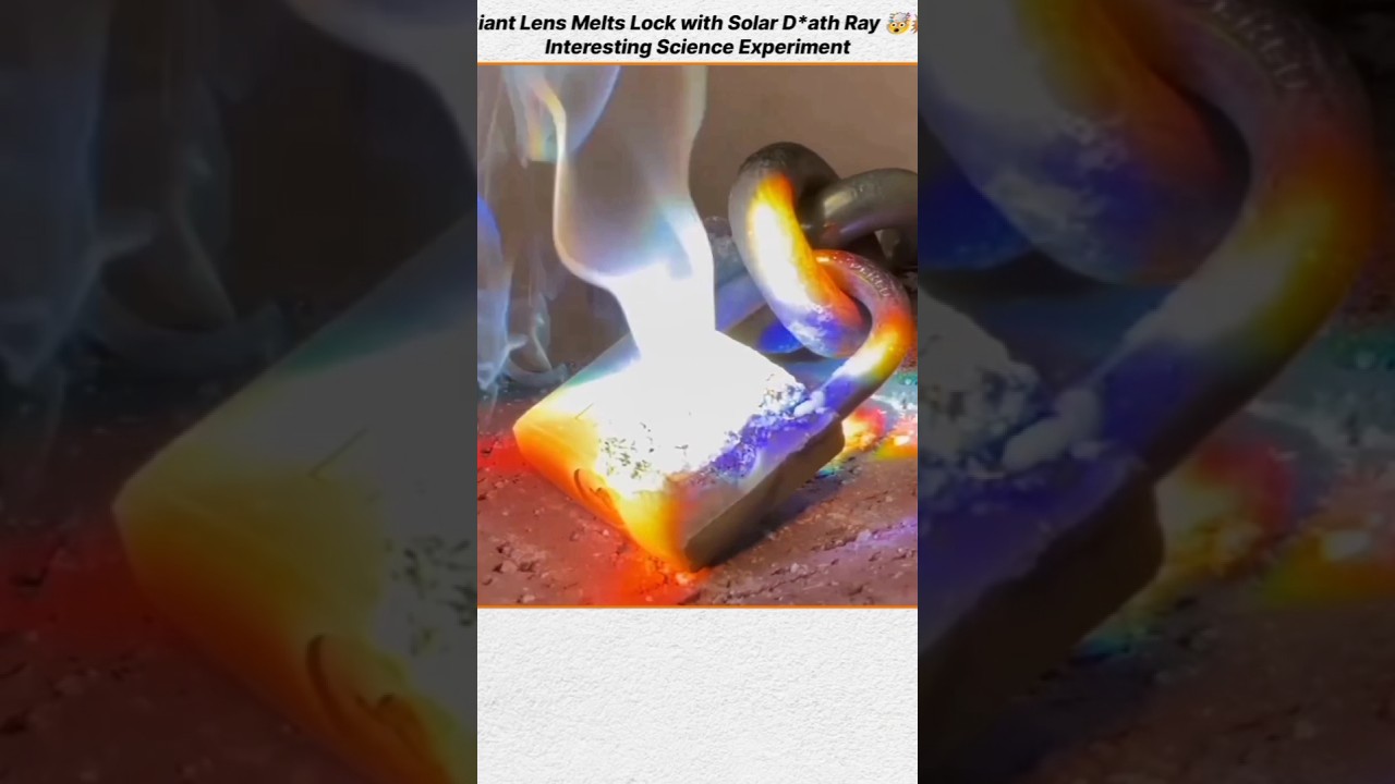 Giant lens Melts lock with solar dath ray intresting science experiment 😱😨😱#expirement       #scienc