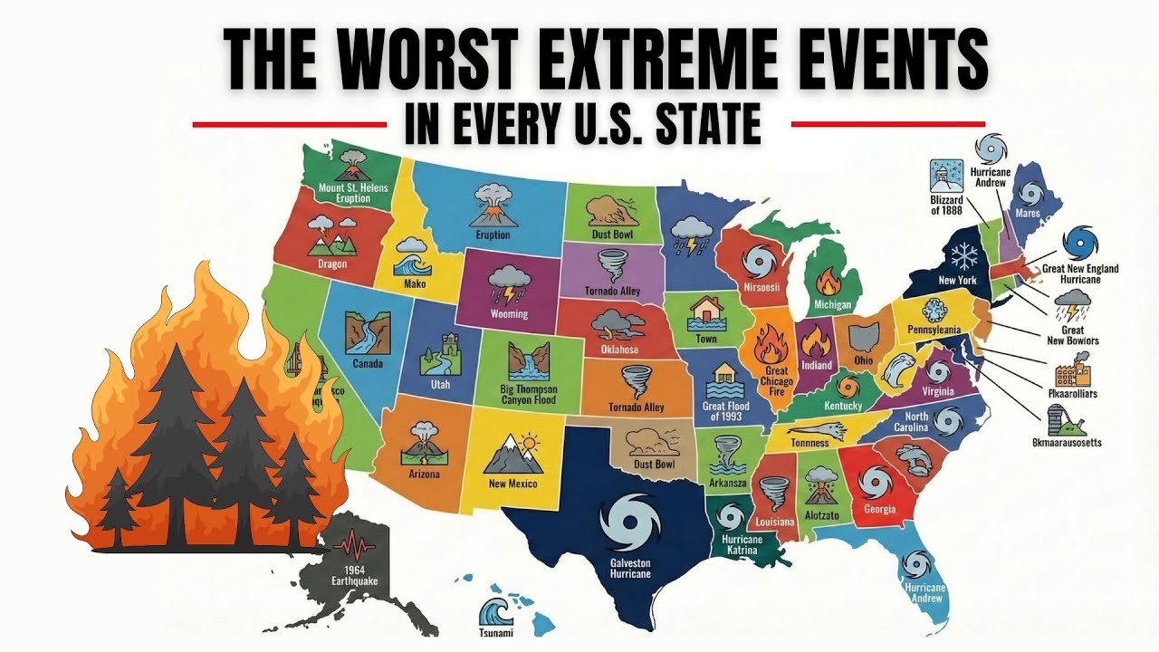The Worst Extreme Events in Every U.S. State 🌪️ | America's Wildest Weather Records