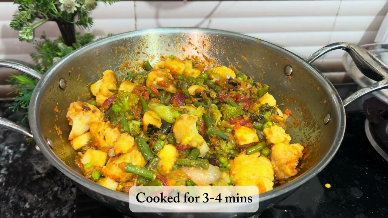 Masaladaar Mix Dry veggies🥗| Gobhi Aalu Beans ki Masaledar sabji | Noori’s kitchen 