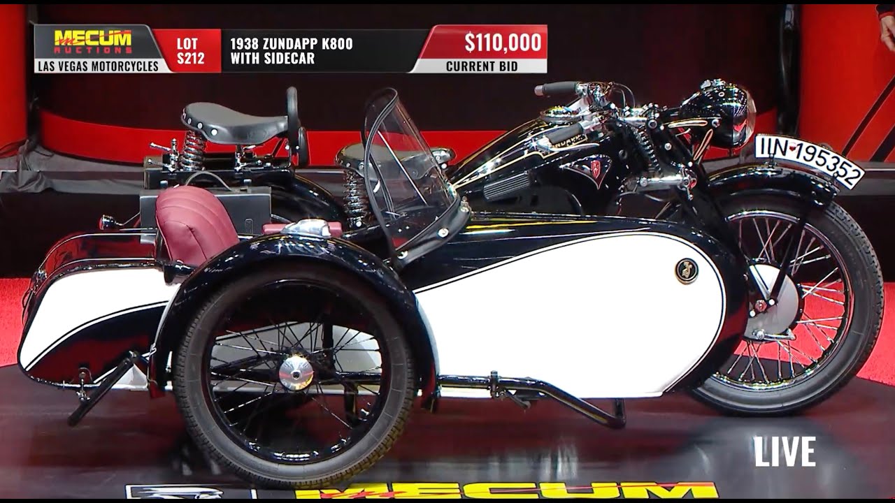 SOLD for $170,000...1938 Zundapp K800 with Sidecar // Mecum Las Vegas Motorcycles 2023