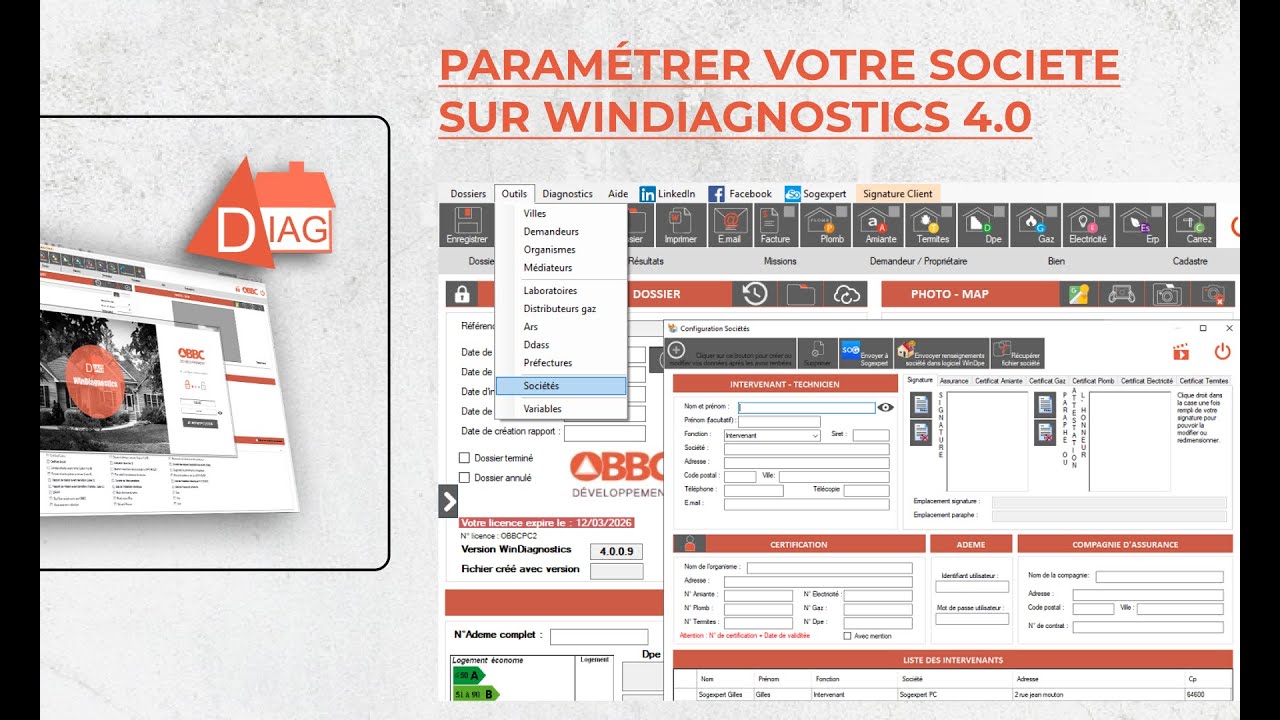 [OBBC - WinDiagnostics] Rentrer les données de la société et des techniciens.