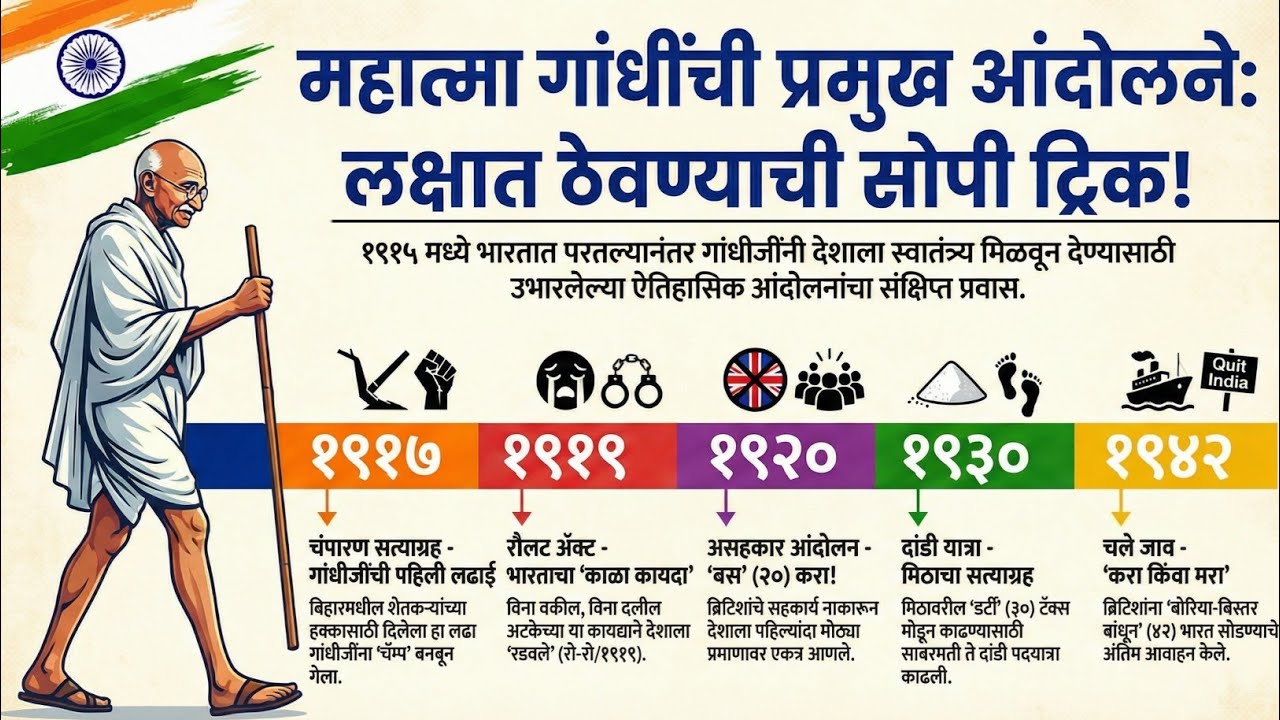 Gandhijinchi Andolane Tricks । Maharashtra history in marathi । Mpsc history lectures in marathi ।