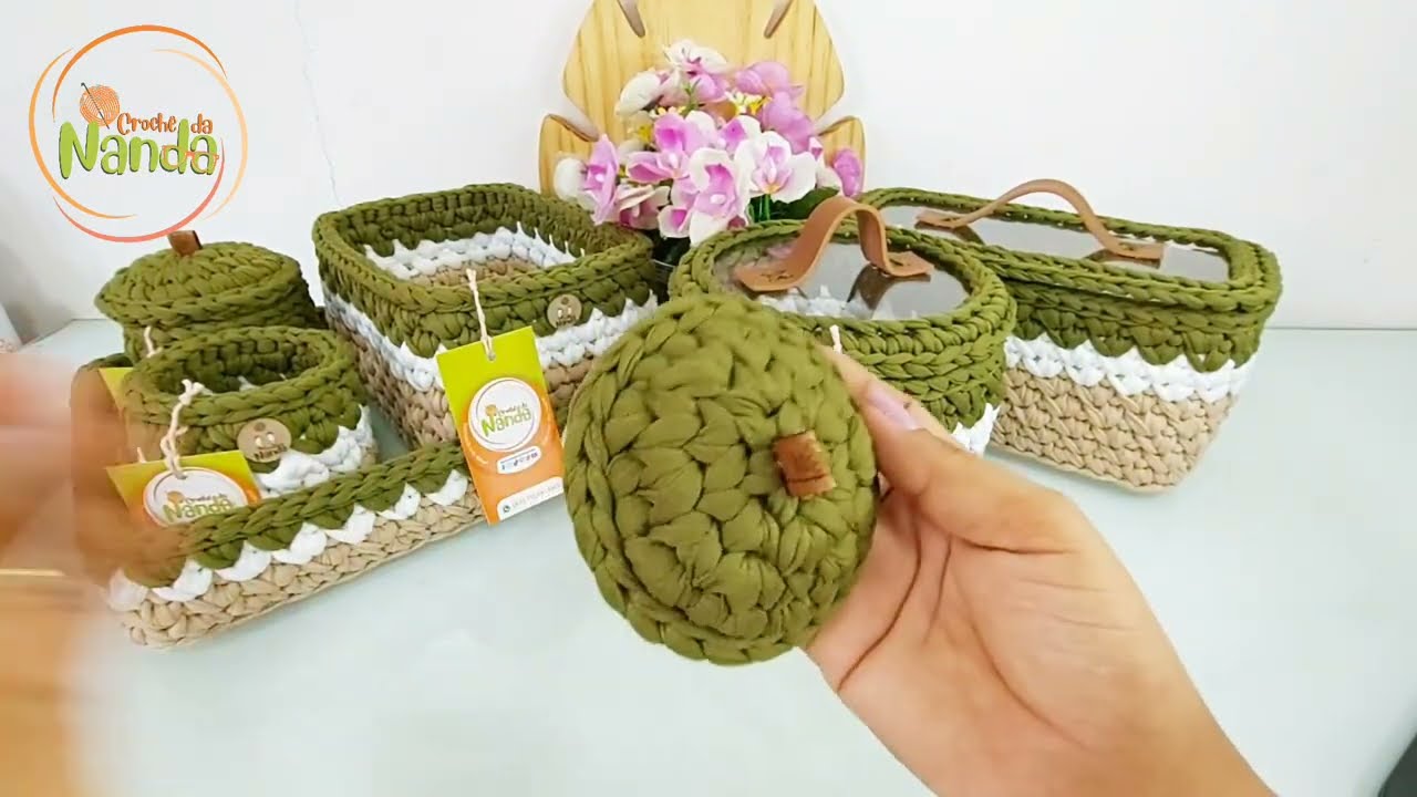 Kit higiene com fio de malha,base em acrílico 5 peças por @CrochedaNanda