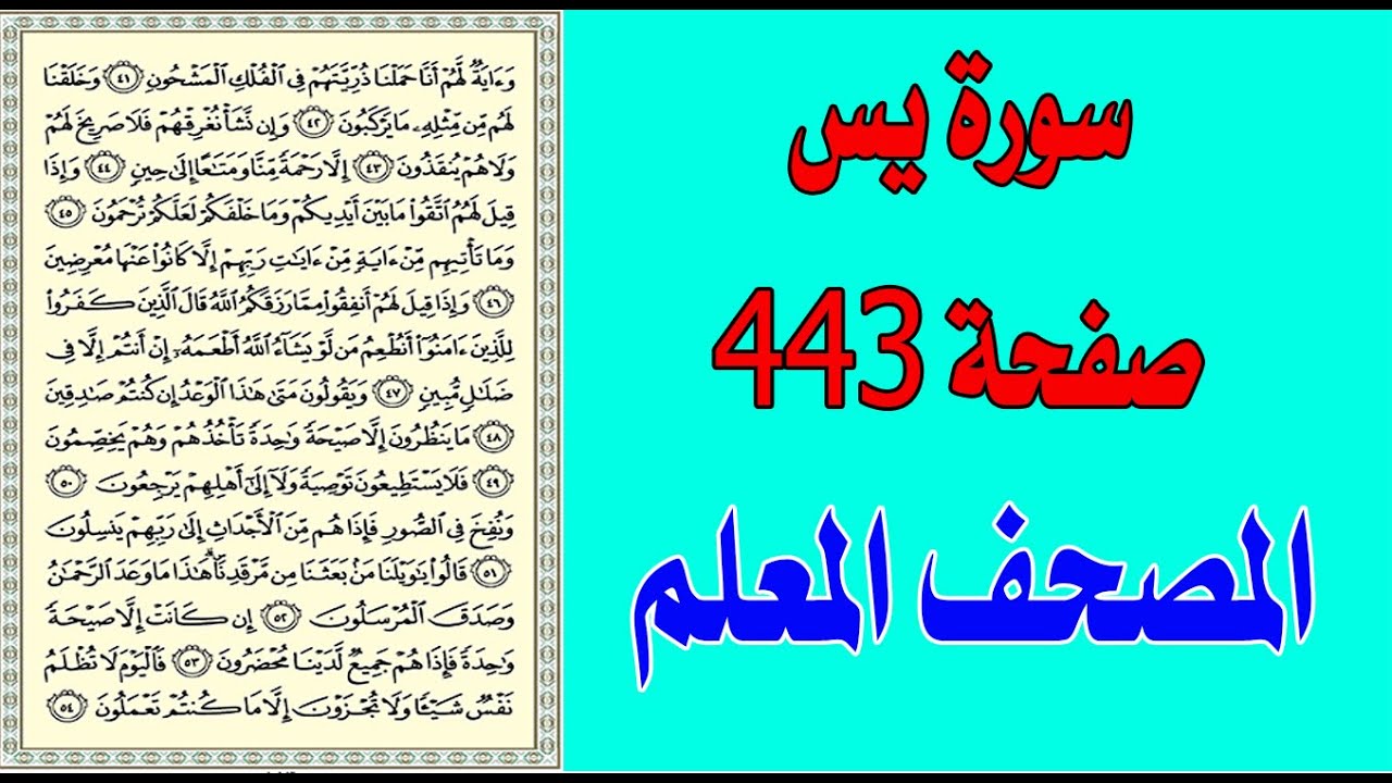 افضل طريقة لحفظ القرآن سورة يس صفحة 443 مكررة  443The best way to memorize the Qur’an is Surah Yasin
